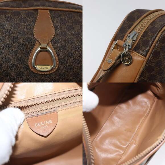 CELINE Macadam Canvas Shoulder Bag Pvc Leather Brown Gold - Picture 11 of 12